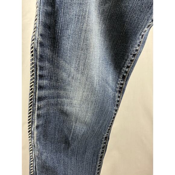 Itzme Premium Women’s Jeans Size 11 Stretch Blue Distressed Flap Pocket Straight - Picture 11 of 16